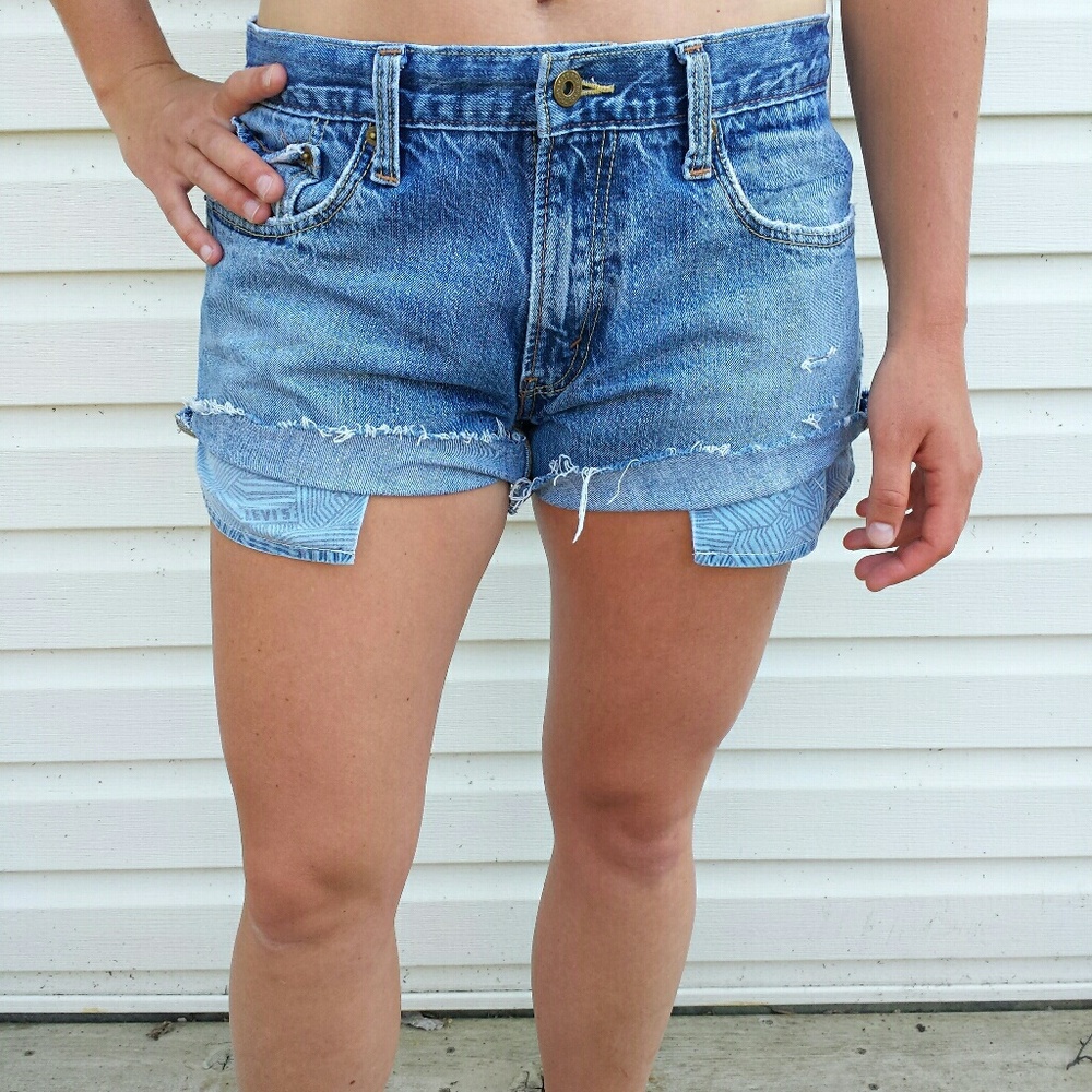 Levi's 527 Red Tab Distressed Denim Shorts Redone
